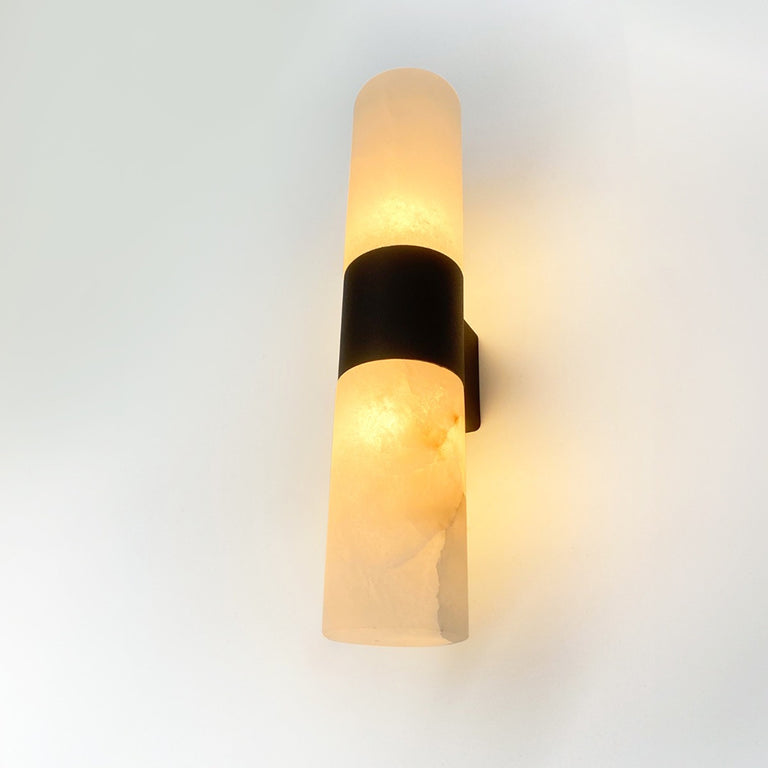 Panish 2 Light Marble Wall Light Black