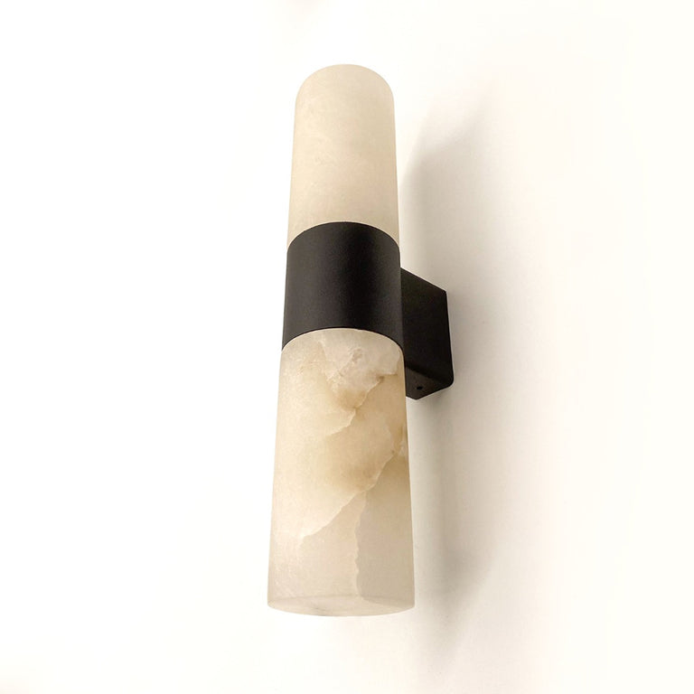 Panish 2 Light Marble Wall Light Black