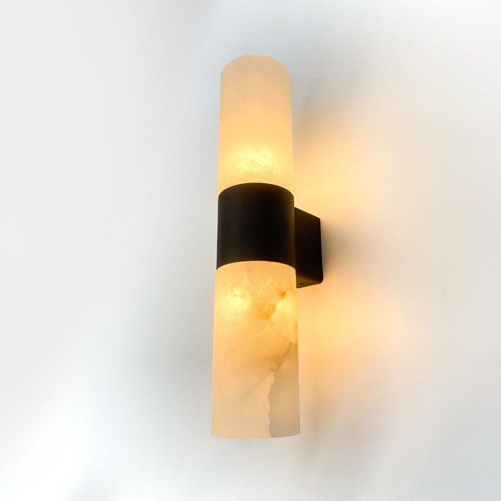 Panish 2 Light Marble Wall Light Black