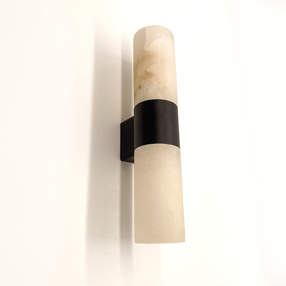 Panish 2 Light Marble Wall Light Black