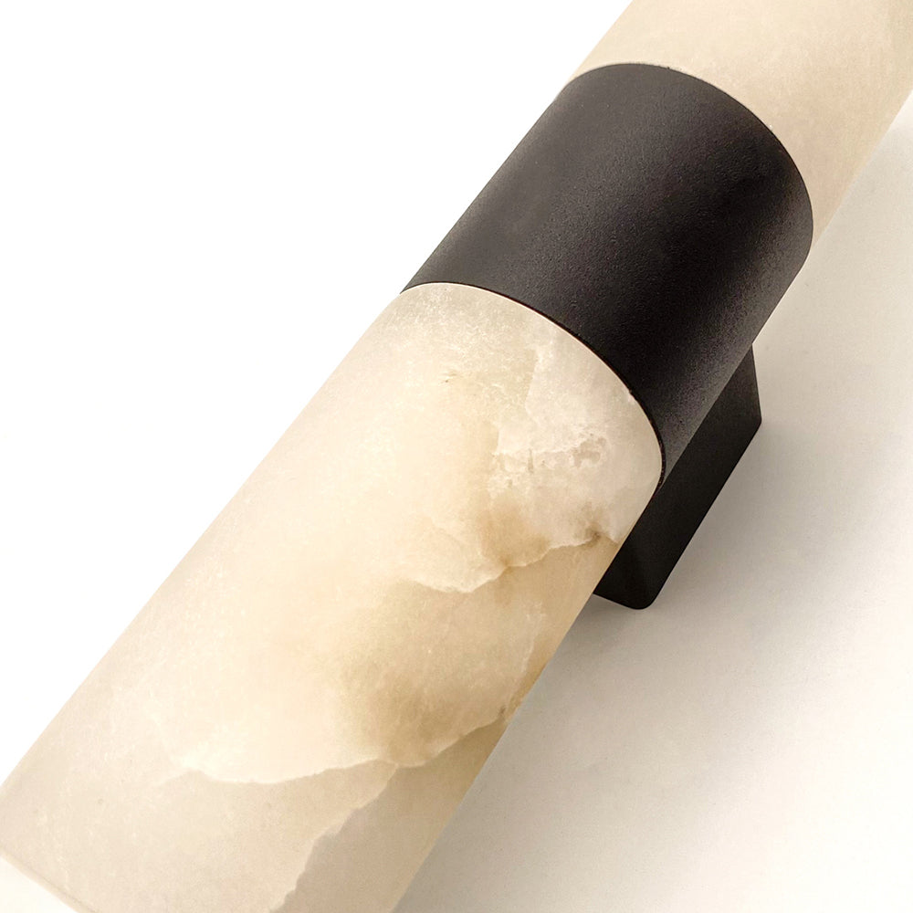 Panish 2 Light Marble Wall Light Black