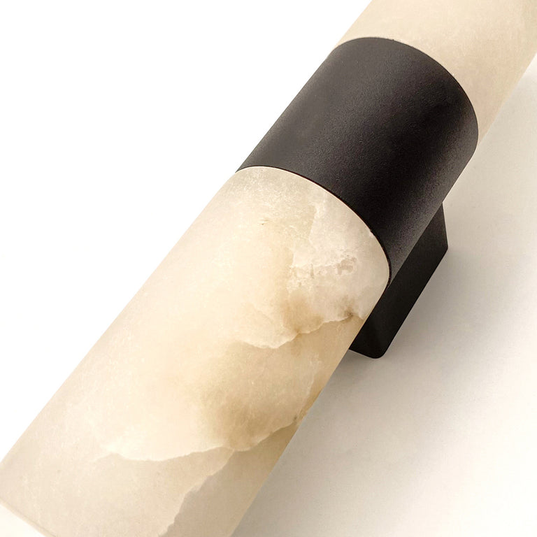 Panish 2 Light Marble Wall Light Black
