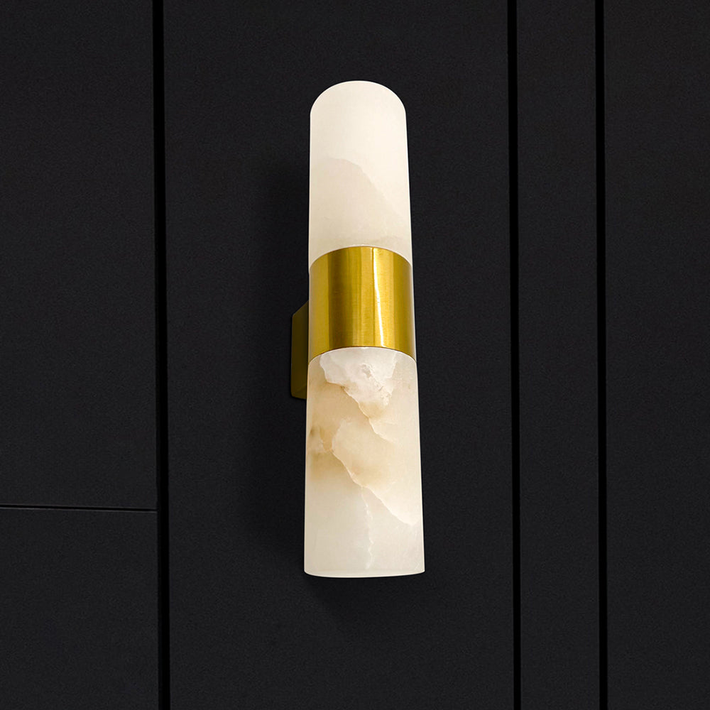 Panish 2 Light Marble Wall Light Gold