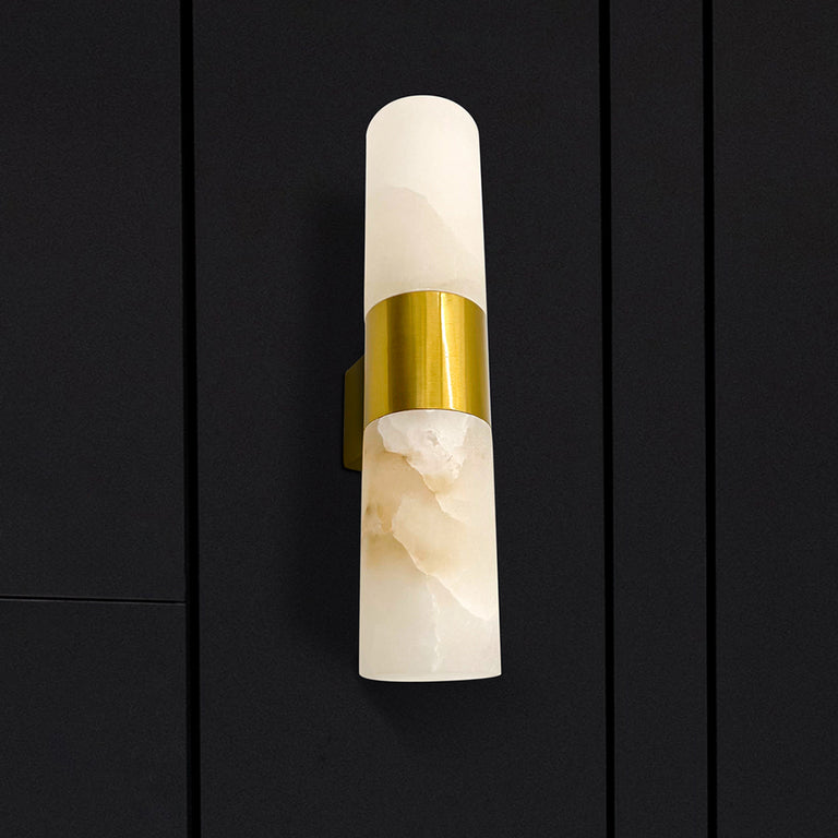 Panish 2 Light Marble Wall Light Gold