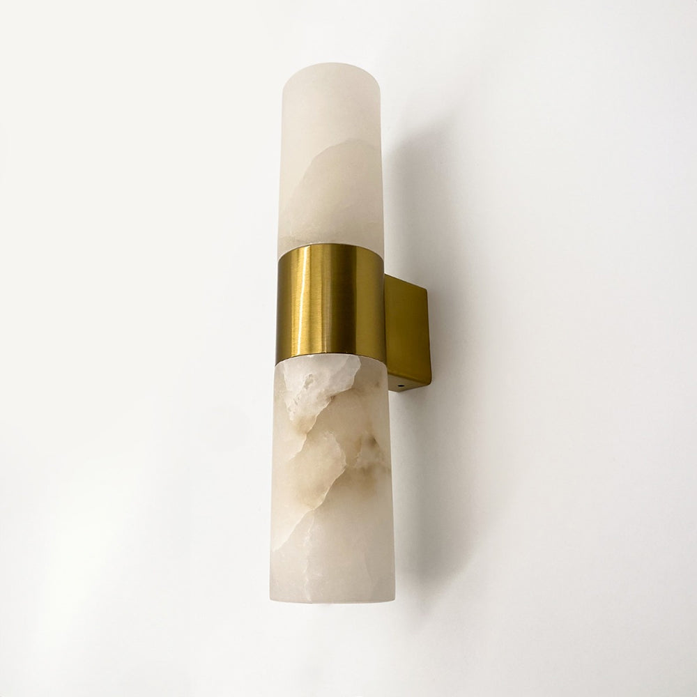 Panish 2 Light Marble Wall Light Gold