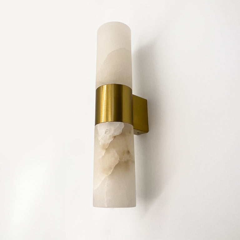Panish 2 Light Marble Wall Light Gold