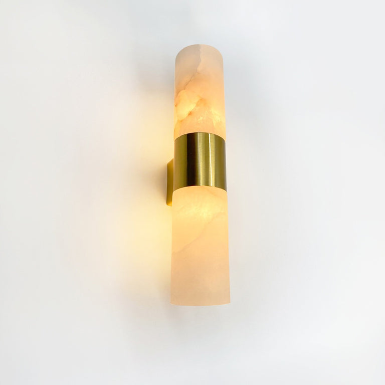 Panish 2 Light Marble Wall Light Gold