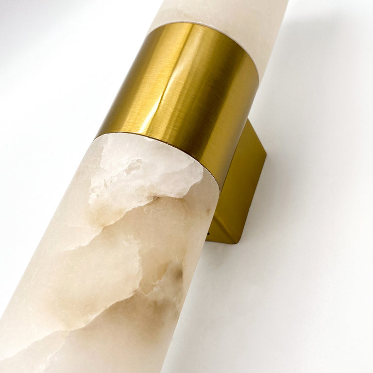 Panish 2 Light Marble Wall Light Gold