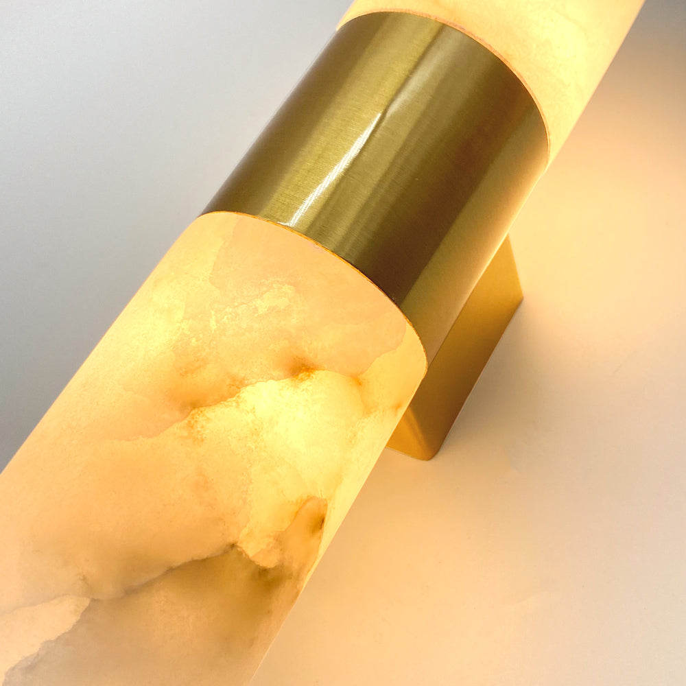 Panish 2 Light Marble Wall Light Gold