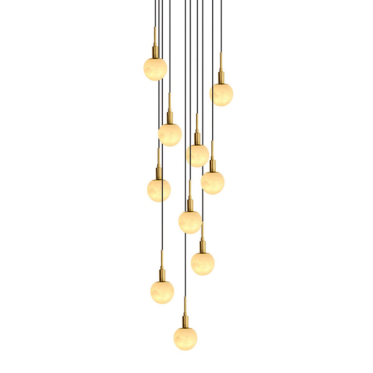 Panish Marble 10 Light Pendant Gold