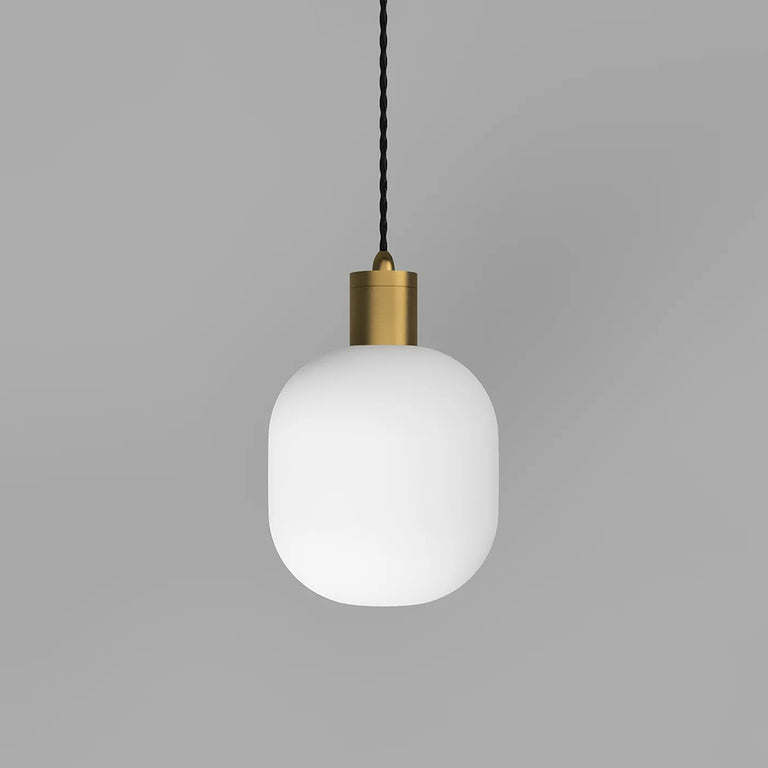 Parlour Curve Pendant Light Old Brass / White