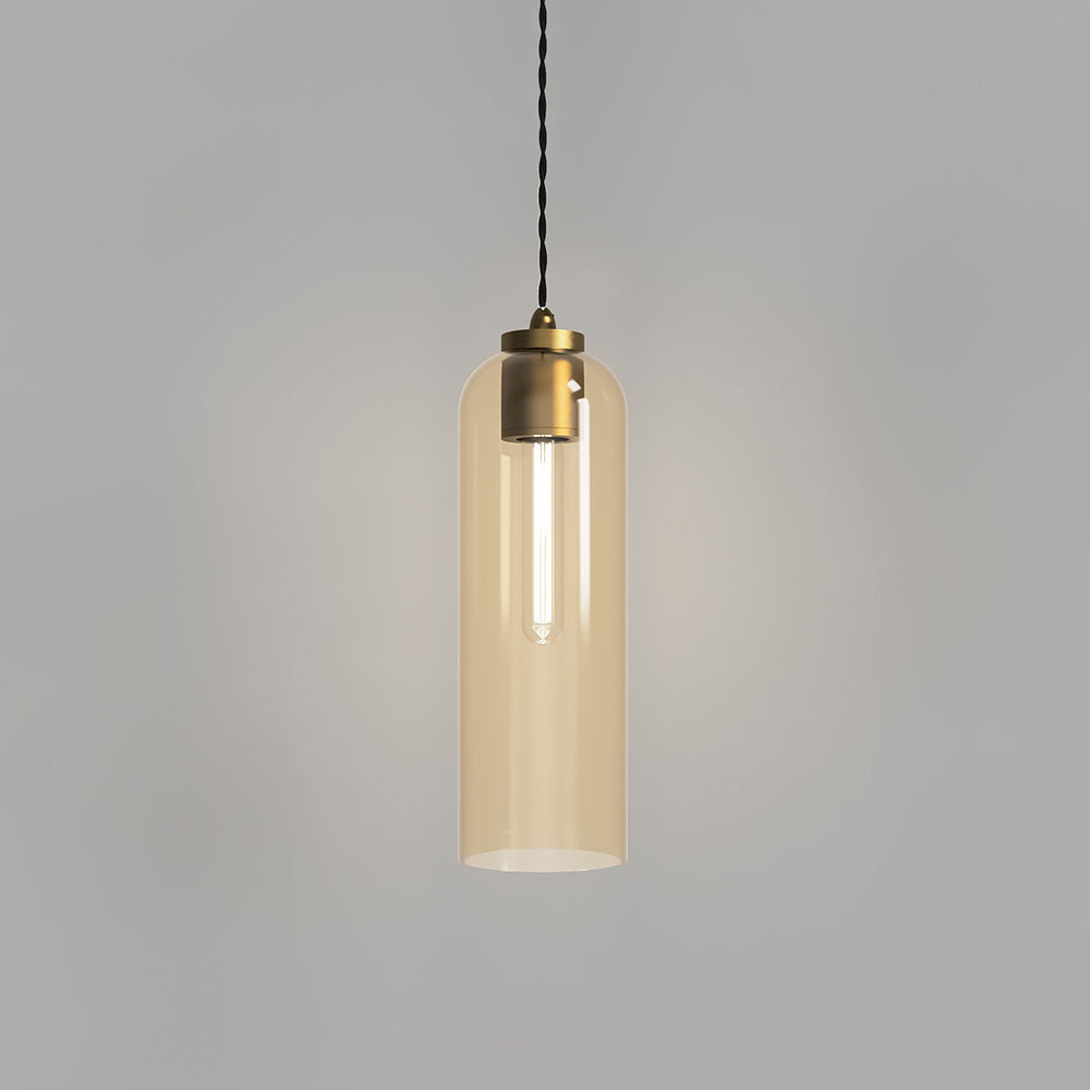 Parlour Elong Pendant Light Old Brass / Amber