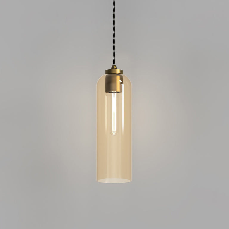Parlour Elong Pendant Light Old Brass / Amber