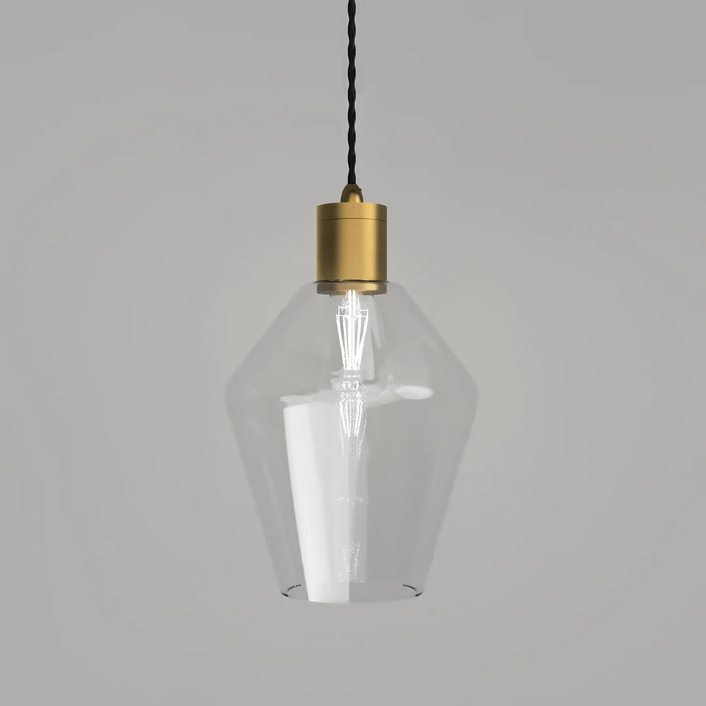 Parlour Geo Pendant Light Old Brass / Clear