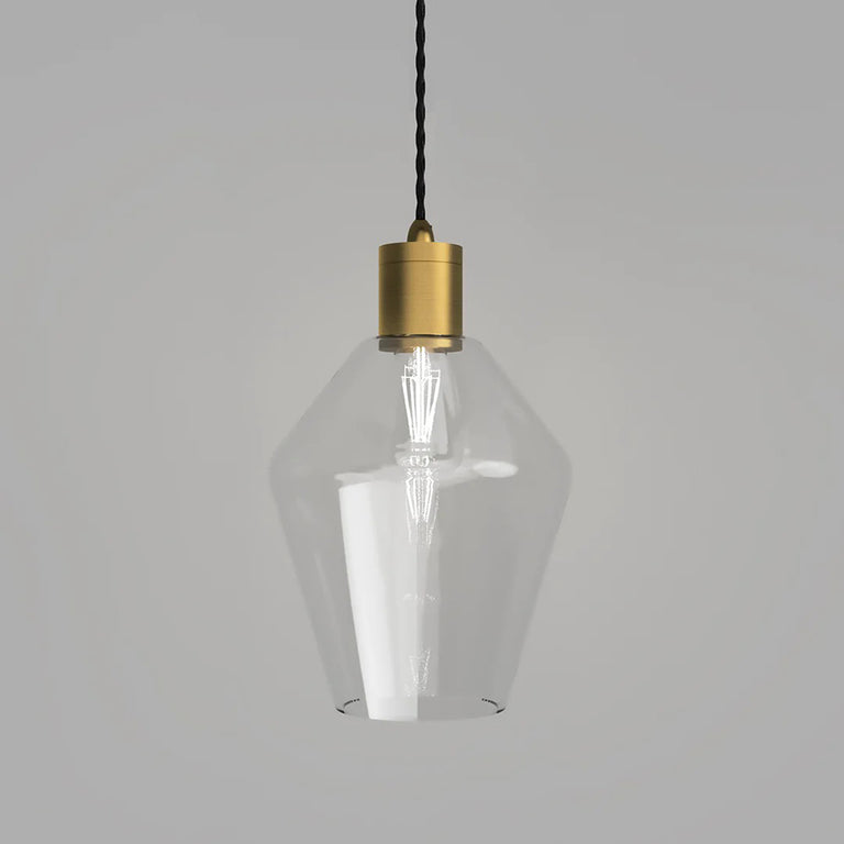 Parlour Geo Pendant Light Old Brass / Clear