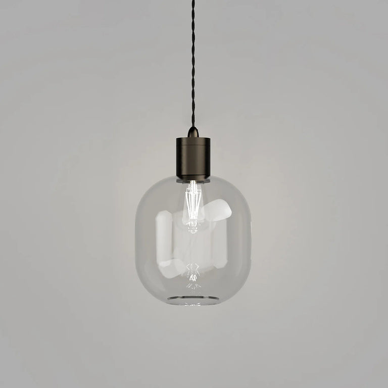 Parlour Curve Pendant Light Iron / Clear