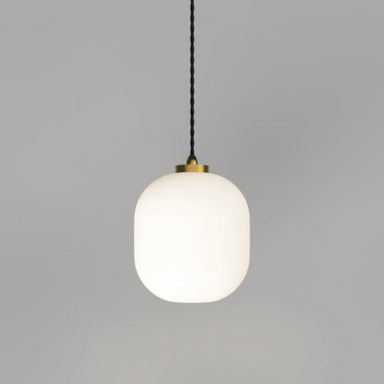 Parlour Curve Pendant Light Old Brass / White