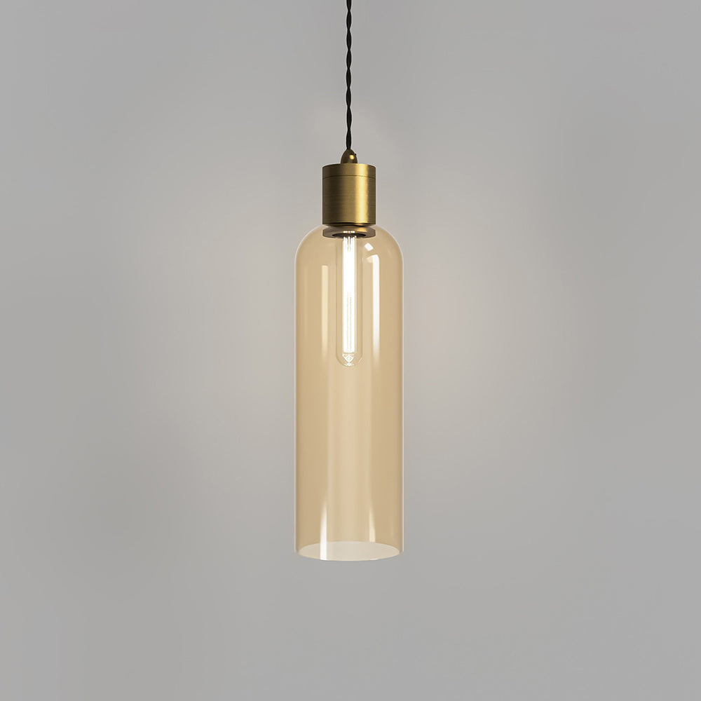 Parlour Elong Pendant Light Old Brass / Amber