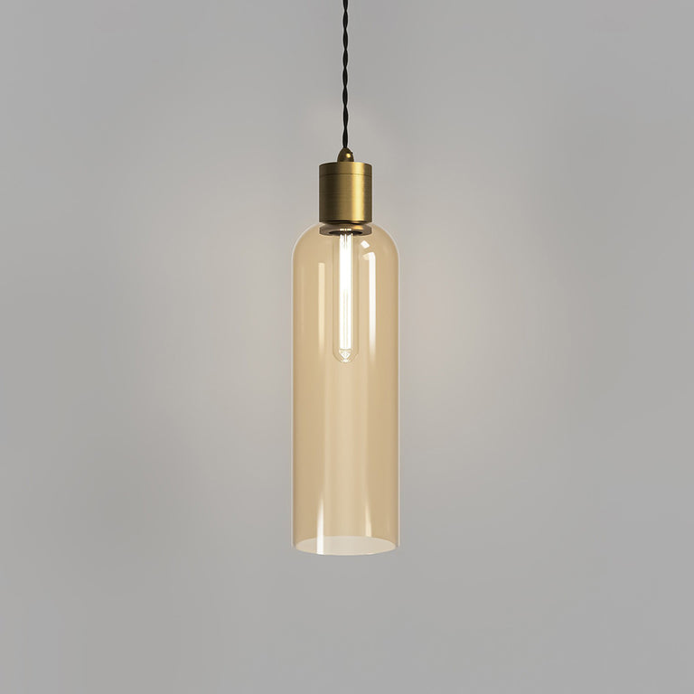 Parlour Elong Pendant Light Old Brass / Amber