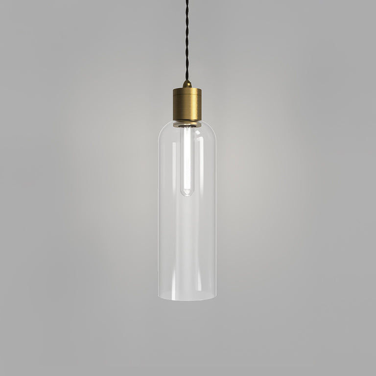 Parlour Elong Pendant Light Old Brass / Clear