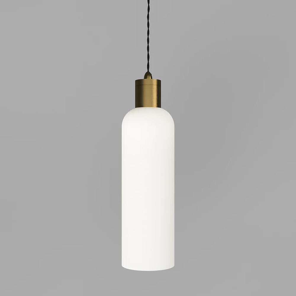 Parlour Elong Pendant Light Old Brass / White