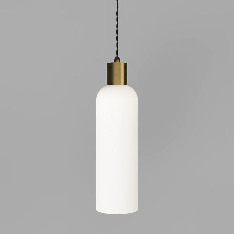 Parlour Elong Pendant Light Old Brass / White