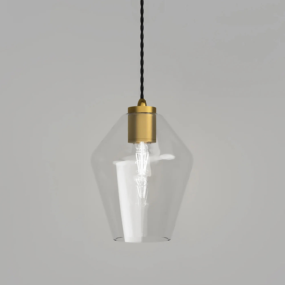Parlour Geo Pendant Light Old Brass / Clear