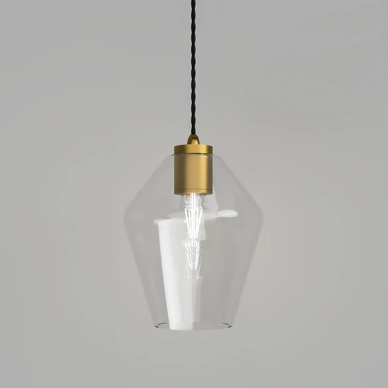 Parlour Geo Pendant Light Old Brass / Clear