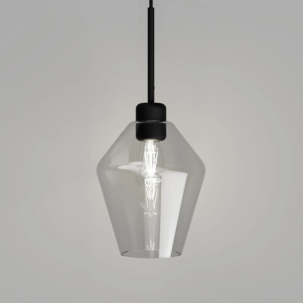 Parlour Lite Geo Pendant Light Textured Black / Clear