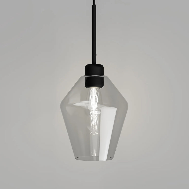 Parlour Lite Geo Pendant Light Textured Black / Clear