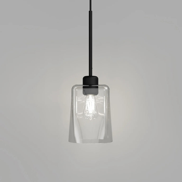 Parlour Square / Round Lite Glass Pendant Light Textured Black