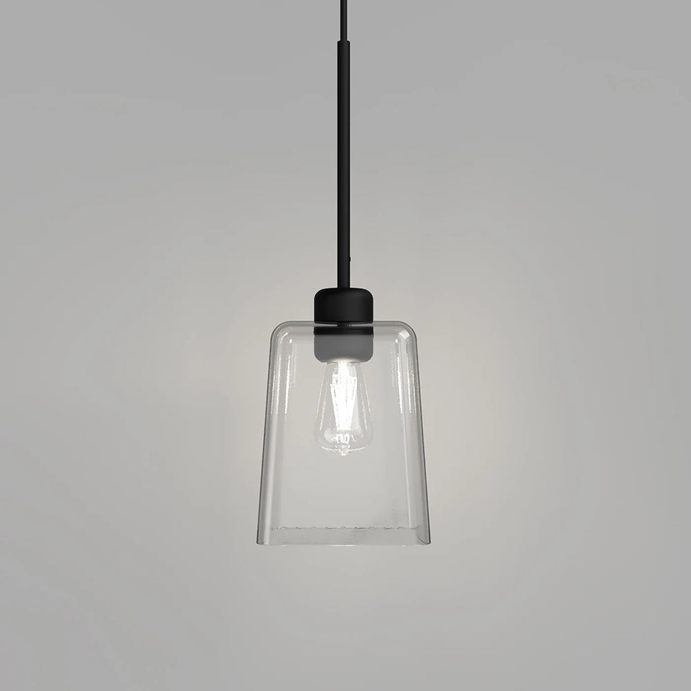 Parlour Square / Square Lite Glass Pendant Light Textured Black