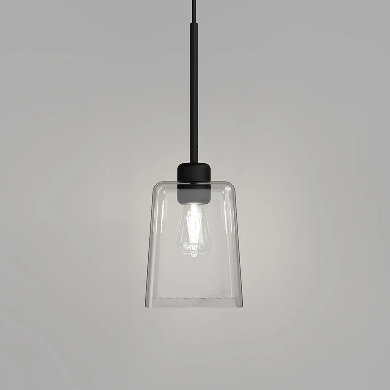 Parlour Square / Square Lite Glass Pendant Light Textured Black