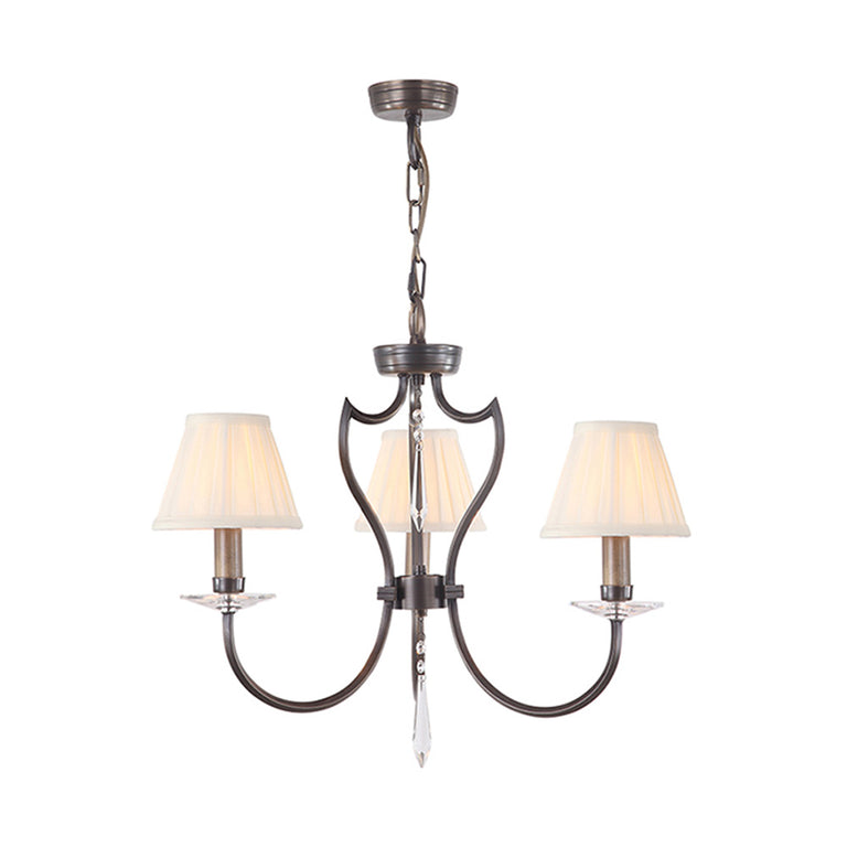 Pimlico 3 Light Chandelier With LS162 Shades Dark Bronze - PM3-DB + LS162