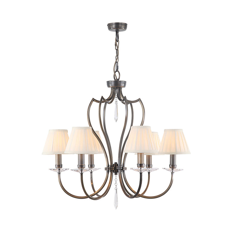 Pimlico 6 Light Chandelier With LS162 Shades Dark Bronze - PM6-DB + LS162