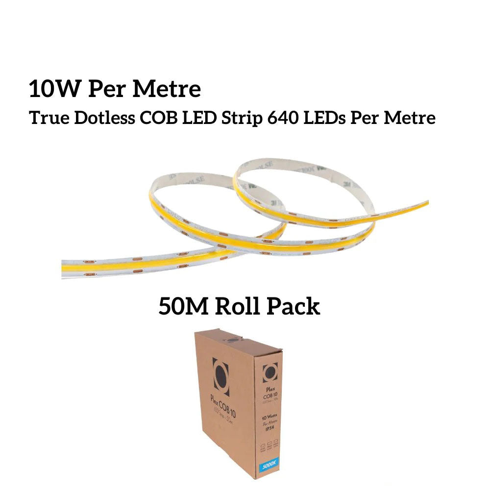 Plex-COB 10W 24V DC 50 Metre Dimmable LED Strip / White - 24033