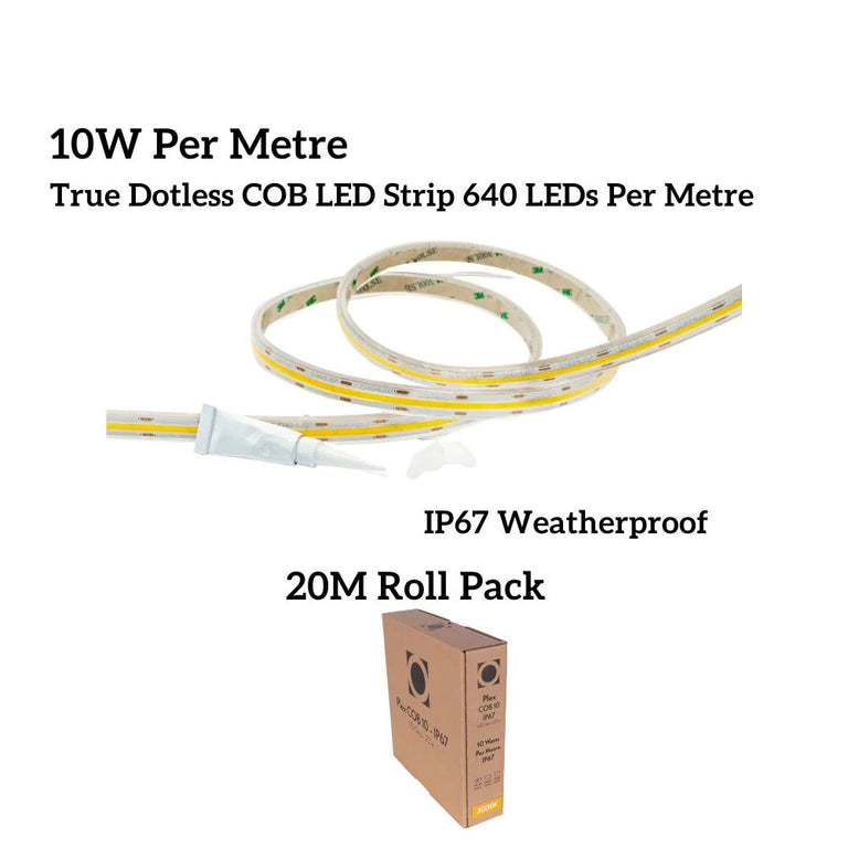 Plex-COB 10W IP67 24V DC 20 Metre Dimmable LED Strip / Warm White - 24059