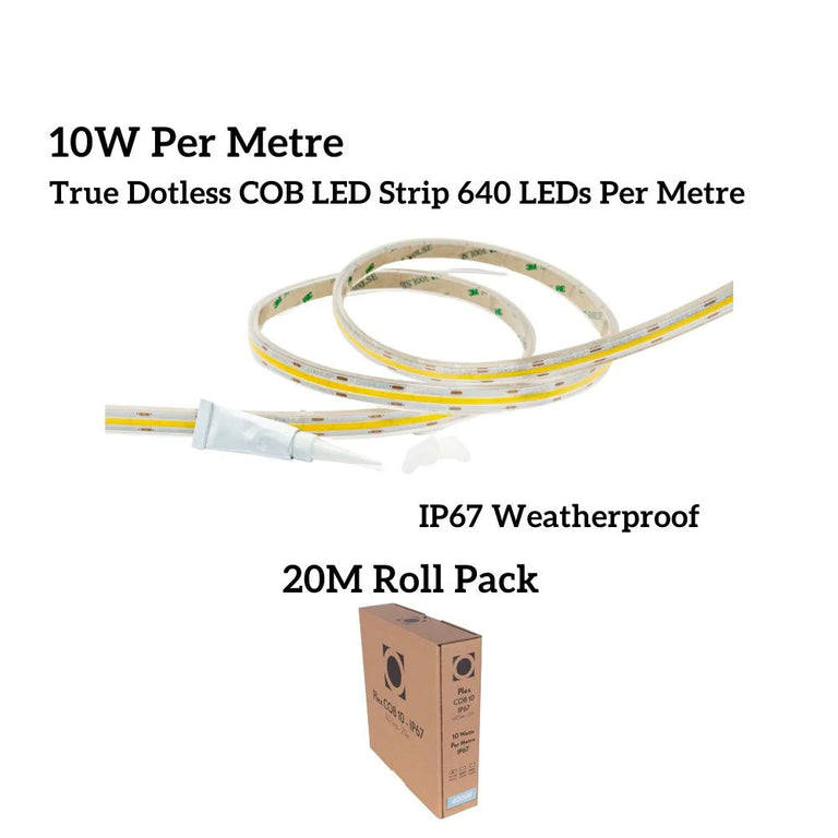 Plex-COB 10W IP67 24V DC 20 Metre Dimmable LED Strip / Neutral White - 24060