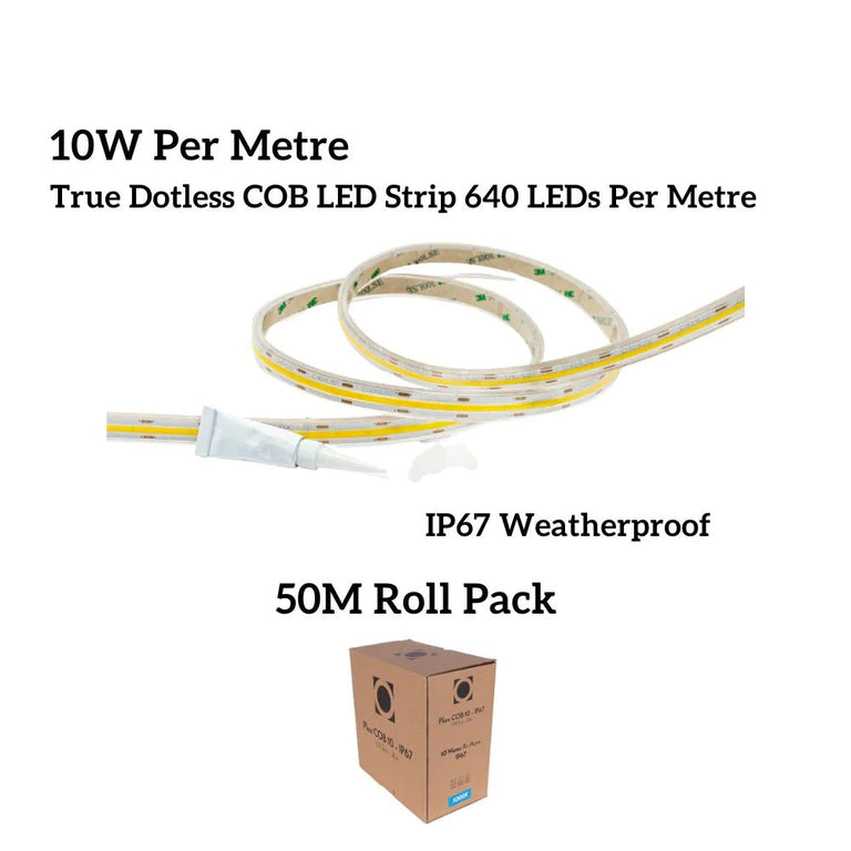 Plex-COB 10W IP67 24V DC 50 Metre Dimmable LED Strip / White - 24075