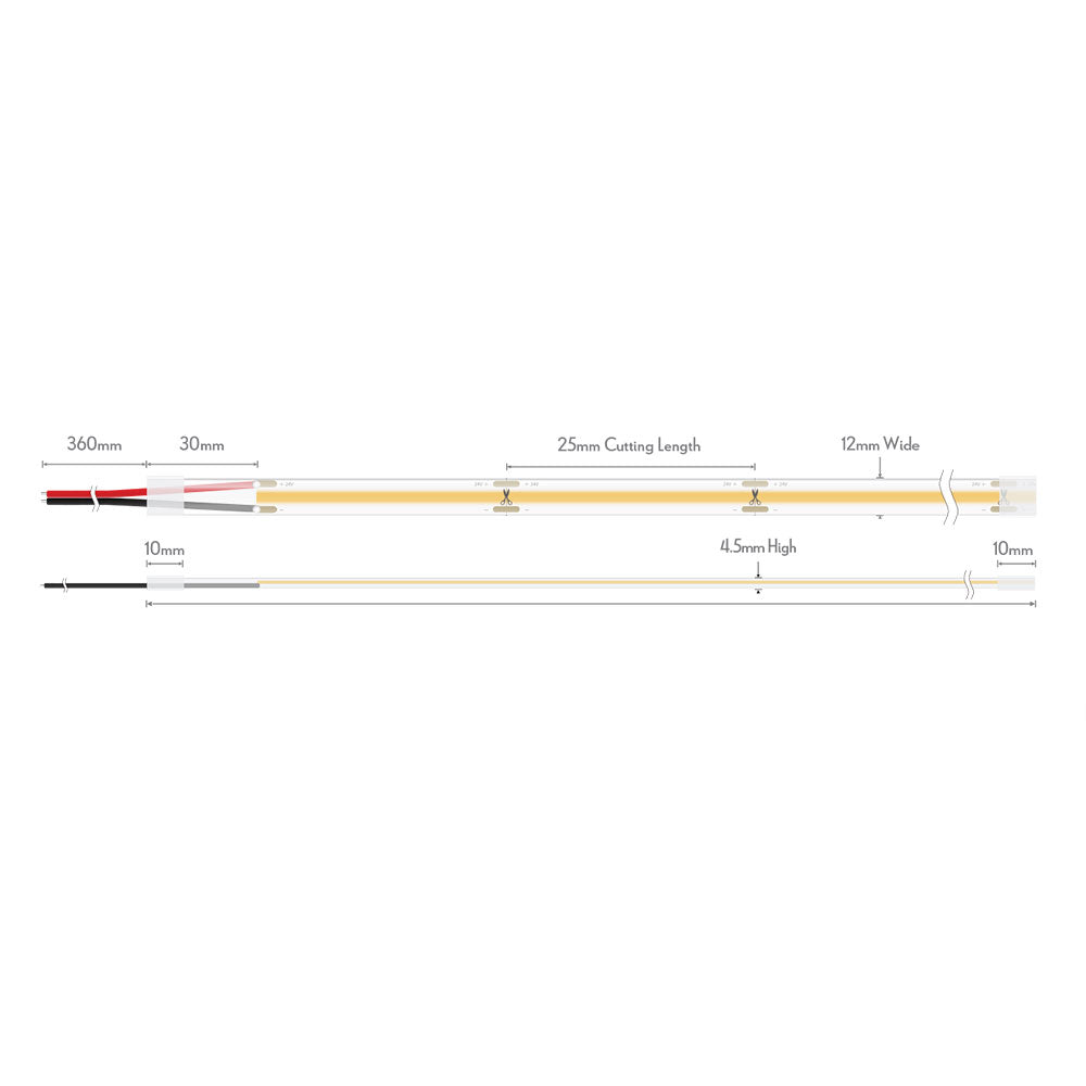 Plex-COB 10W IP67 24V DC 20 Metre Dimmable LED Strip / Neutral White - 24060