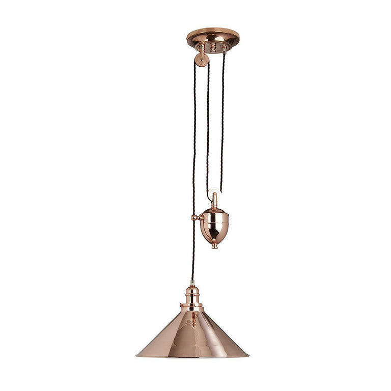 Provence 1 Light Rise & Fall Pendant Polished Copper - PV-P-CPR