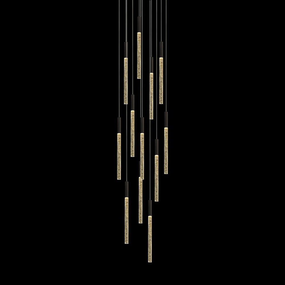 Raindrop 12 Light Dimmable LED Pendant Black / Warm White