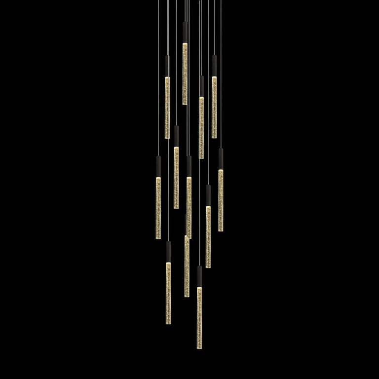 Raindrop 12 Light Dimmable LED Pendant Black / Warm White