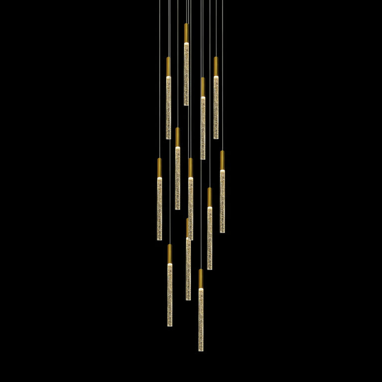Raindrop 12 Light Dimmable LED Pendant Gold / Warm White