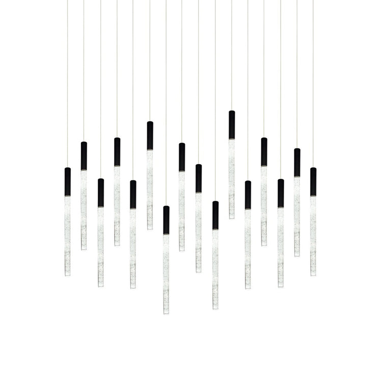 Raindrop 16 Light Dimmable LED Pendant Black