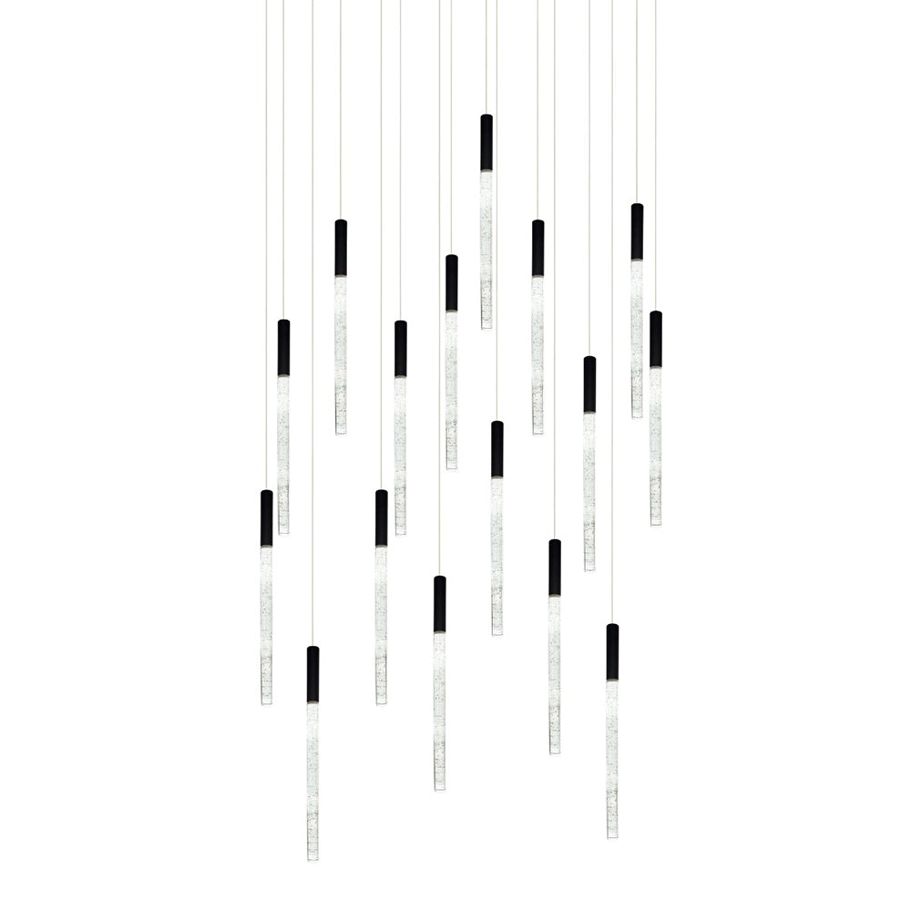 Raindrop 16 Light Dimmable LED Pendant Black
