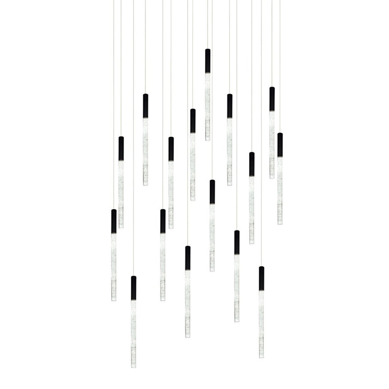 Raindrop 16 Light Dimmable LED Pendant Black