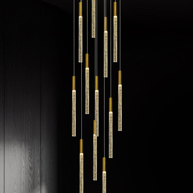 Raindrop 12 Light Dimmable LED Pendant Gold / Warm White