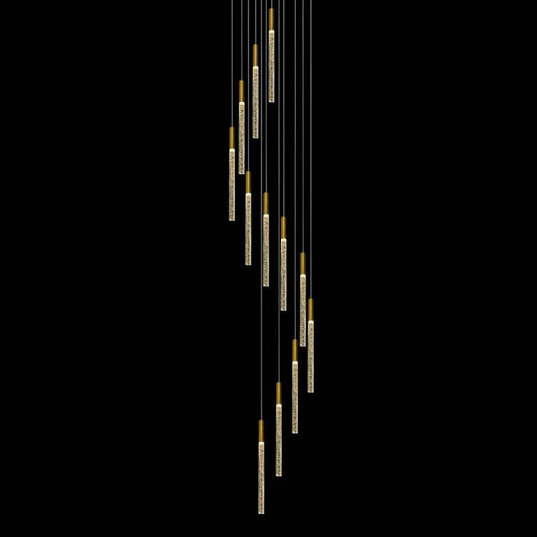 Raindrop 12 Light Dimmable LED Pendant Gold / Warm White