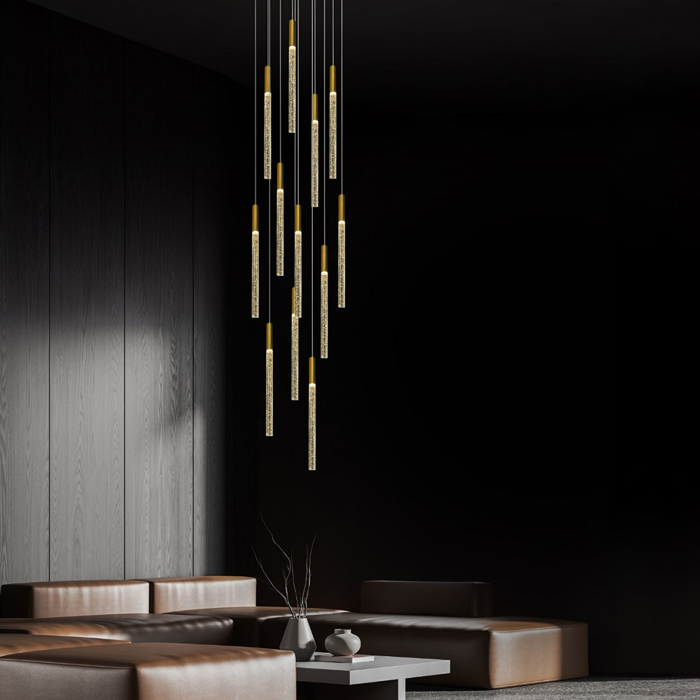 Raindrop 12 Light Dimmable LED Pendant Gold / Warm White